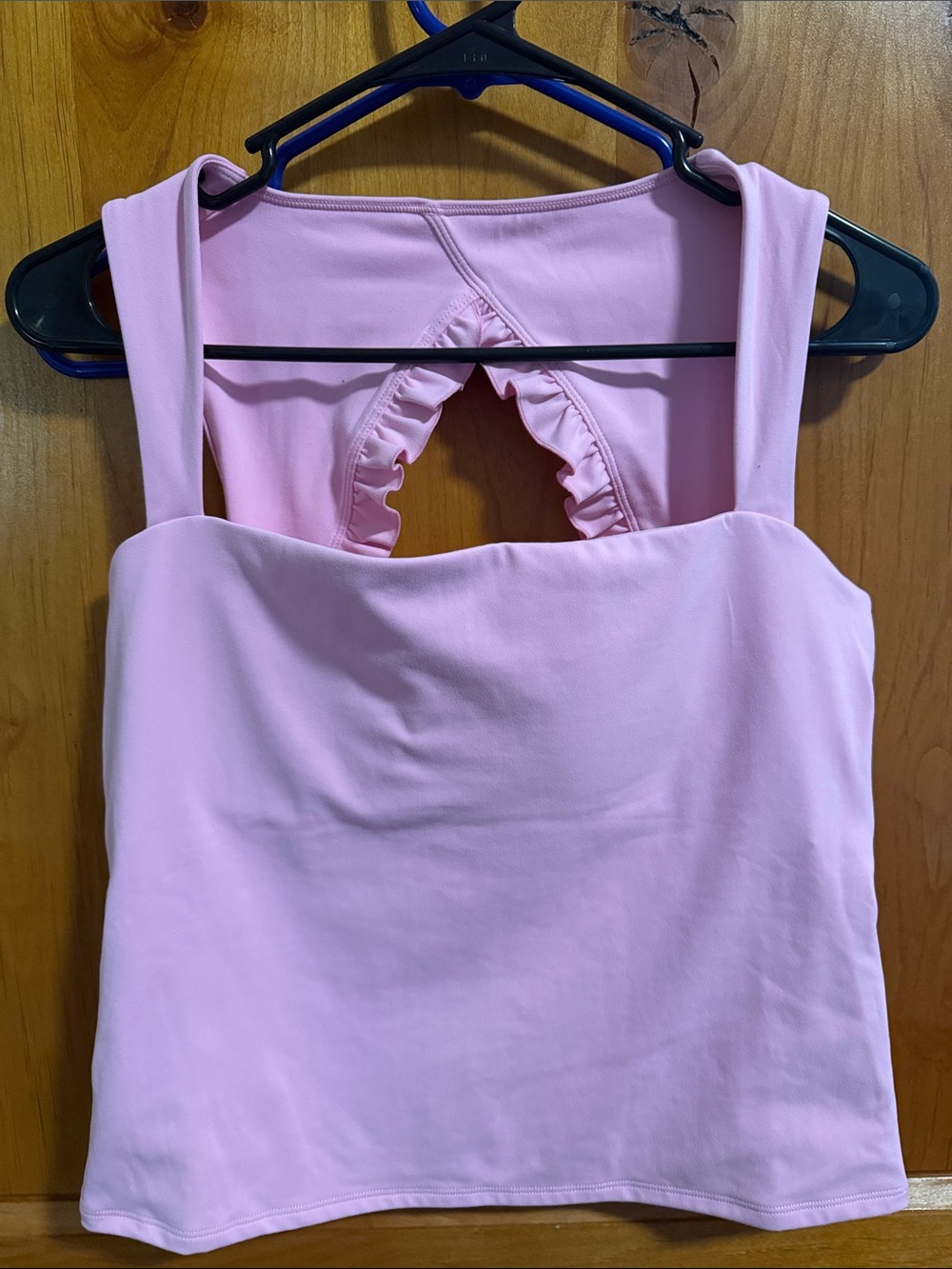 Women’s Pink Ruffle Back Tank Top , lined
